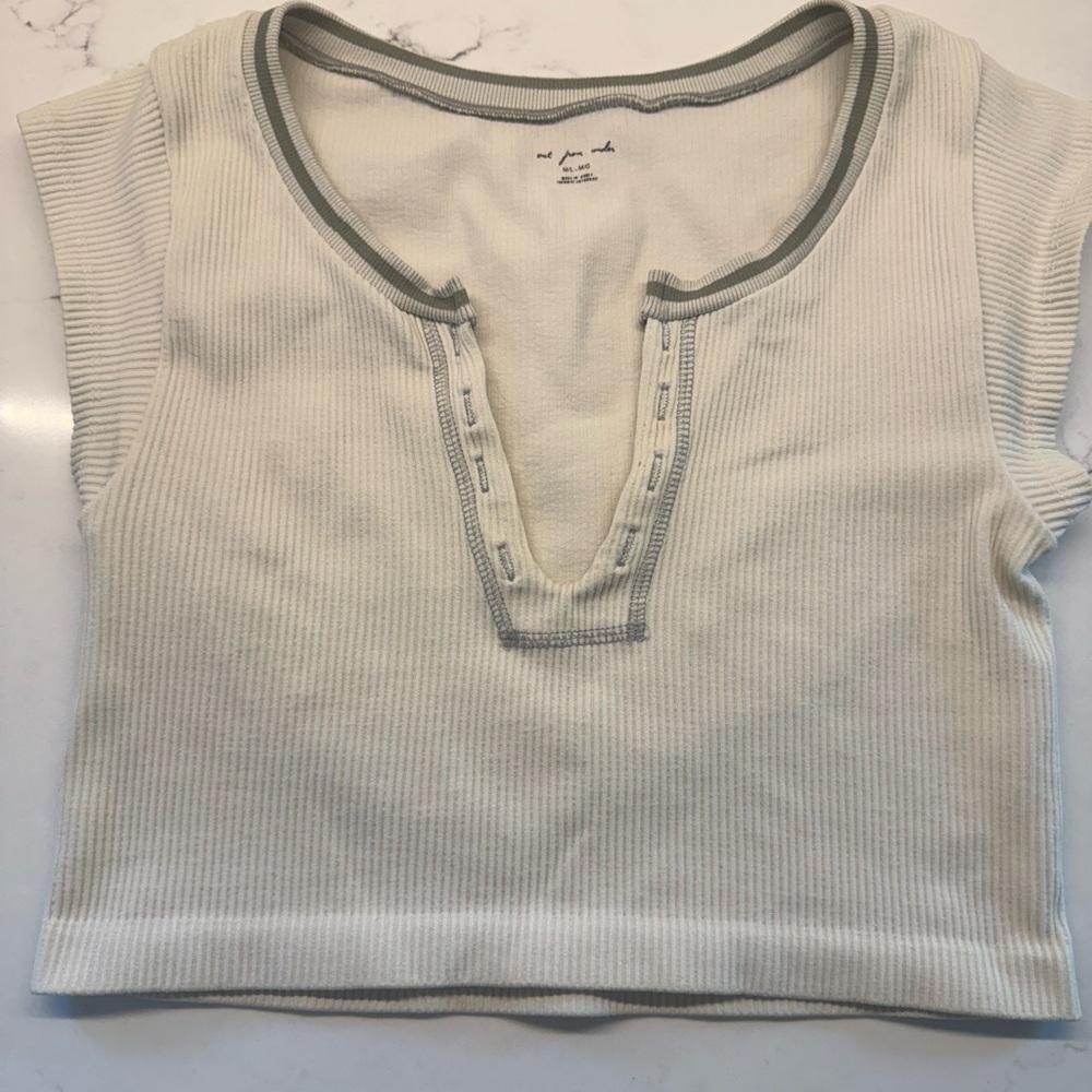 Urban Outfitters Cream Ribbed Crop Top